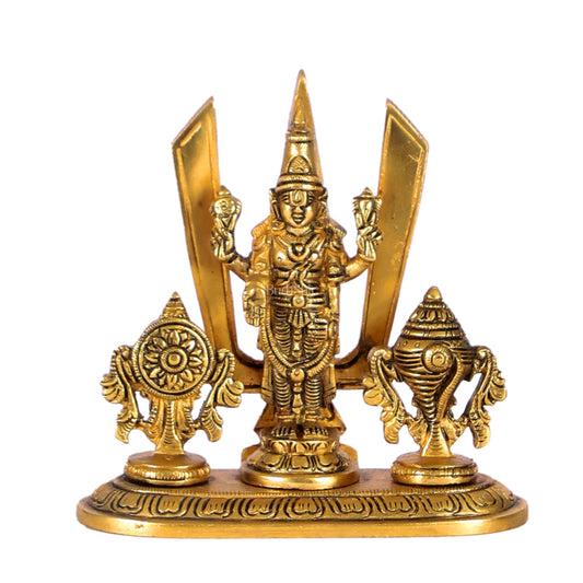 Brass Tirupati balaji Shankh Chakra Namah Accent 5 inch