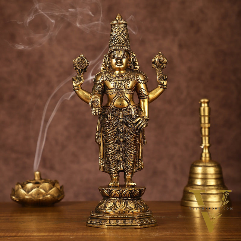Brass Tirupati Balaji Statue | 12" Height | Divine Elegance