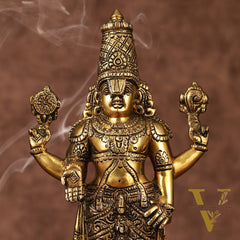 Brass Tirupati Balaji Statue | 12" Height | Divine Elegance