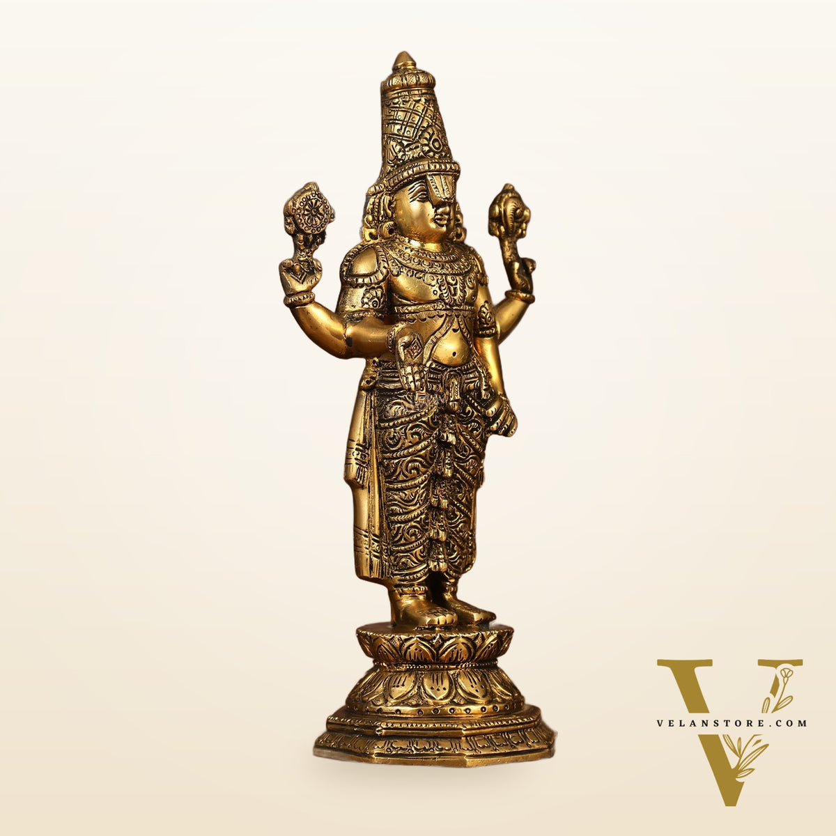 Brass Tirupati Balaji Statue | 12" Height | Divine Elegance
