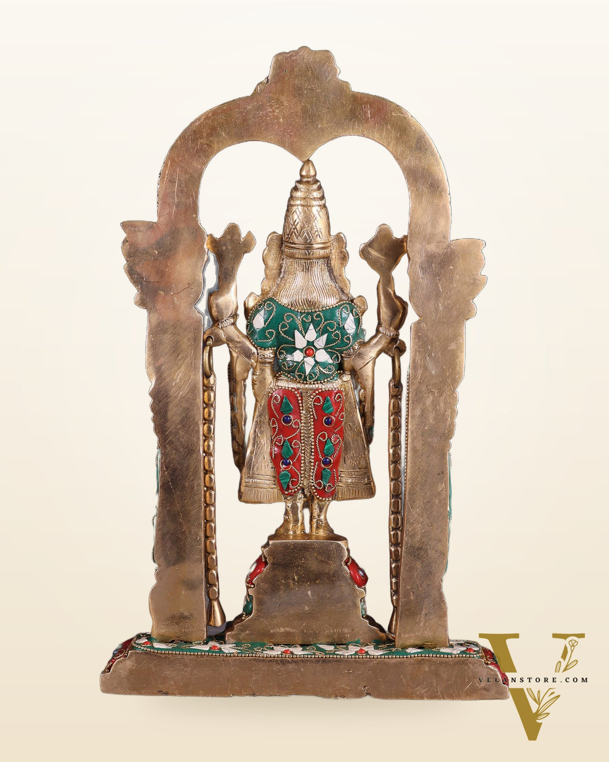 Brass Tirupati Balaji Statue 14" floral stones