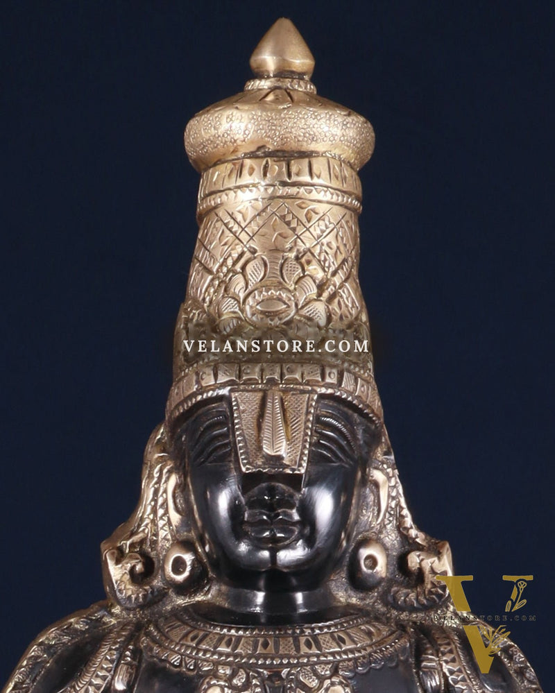 Brass Tirupati Balaji Statue 18 inch matte black and glossy gold