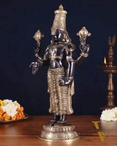 Brass Tirupati Balaji Statue 18 inch matte black and glossy gold