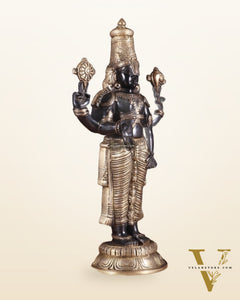 Brass Tirupati Balaji Statue 18 inch matte black and glossy gold