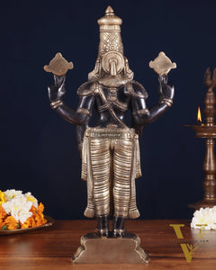 Brass Tirupati Balaji Statue 18 inch matte black and glossy gold