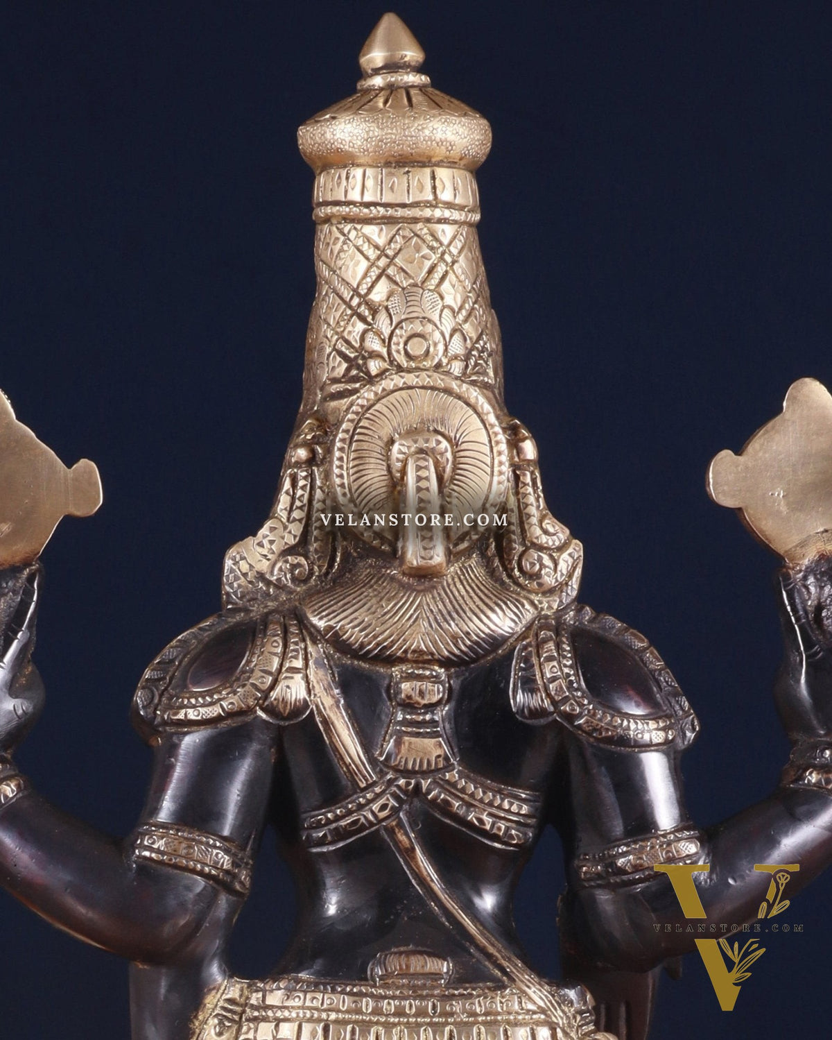 Brass Tirupati Balaji Statue 18 inch matte black and glossy gold