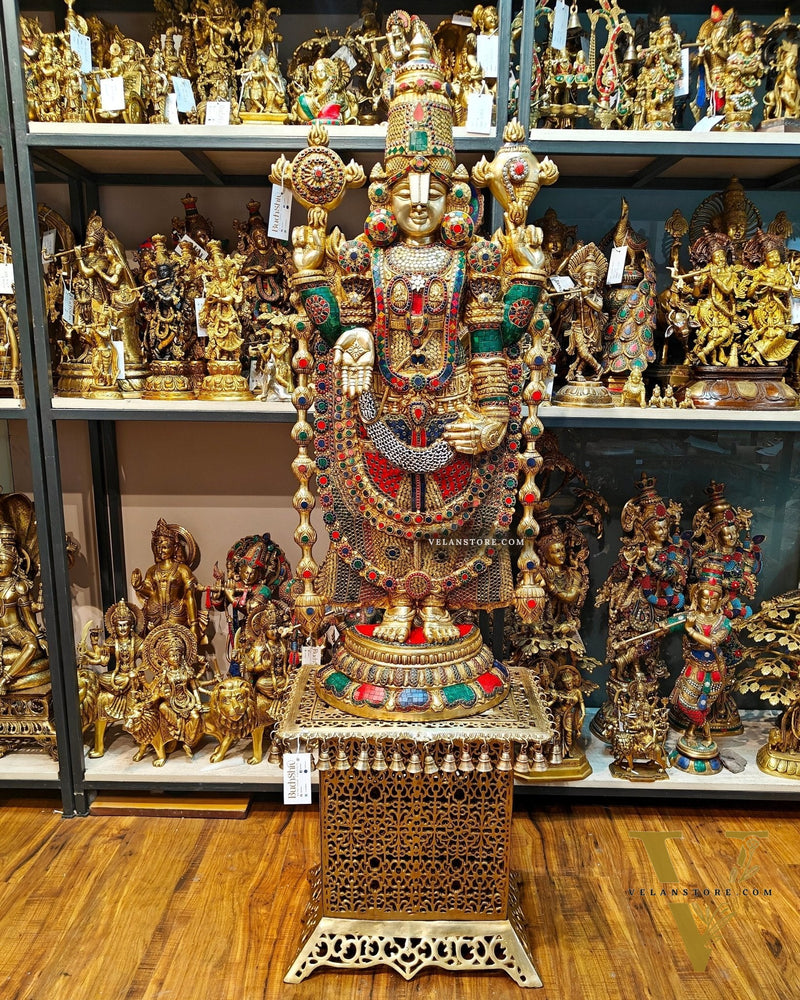 Brass Tirupati Balaji statue 48 inch multicolour