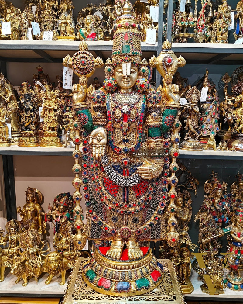 Brass Tirupati Balaji statue 48 inch multicolour