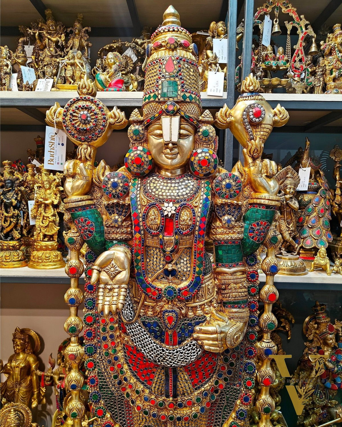 Brass Tirupati Balaji statue 48 inch multicolour