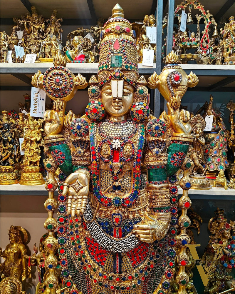 Brass Tirupati Balaji statue 48 inch multicolour