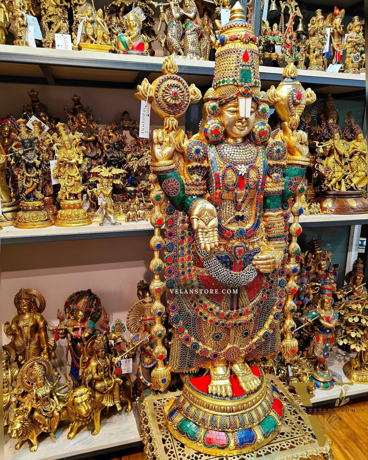 Brass Tirupati Balaji statue 48 inch multicolour