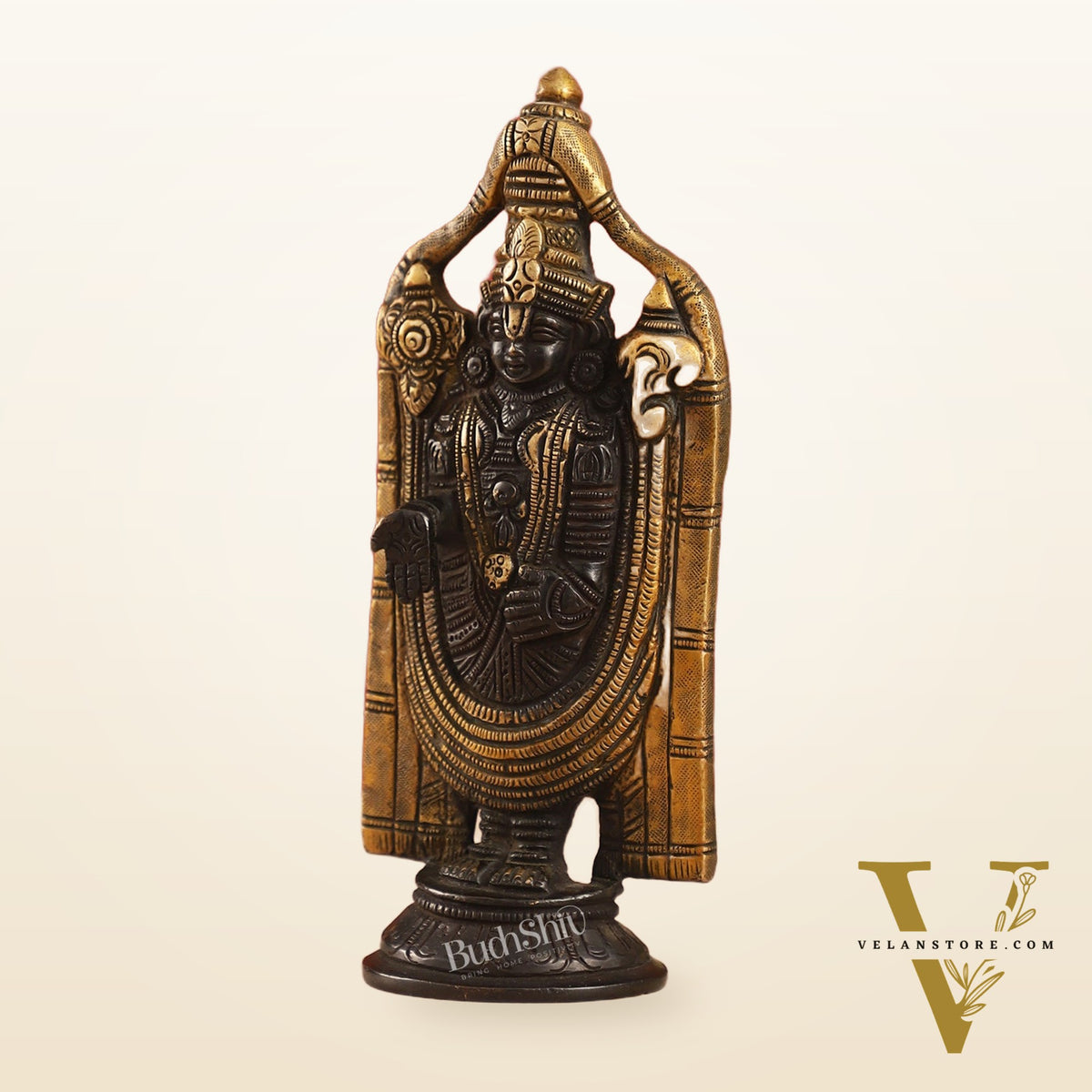 Brass tirupati Balaji statue 8" black