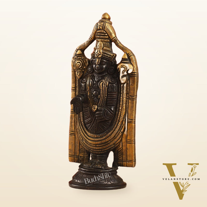 Brass tirupati Balaji statue 8" black