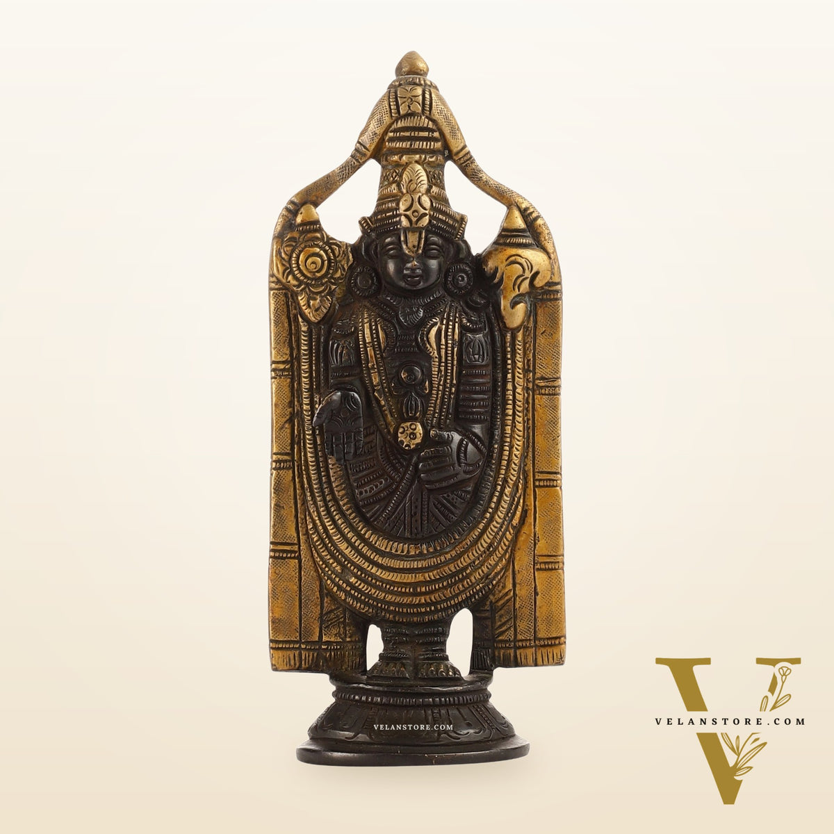Brass tirupati Balaji statue 8" black