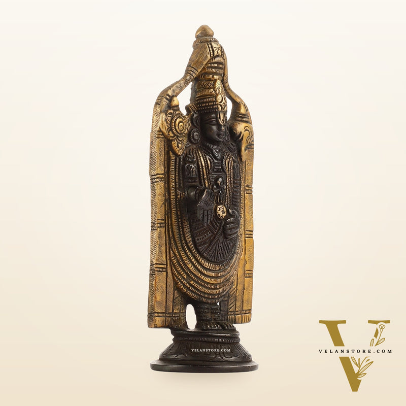 Brass tirupati Balaji statue 8" black