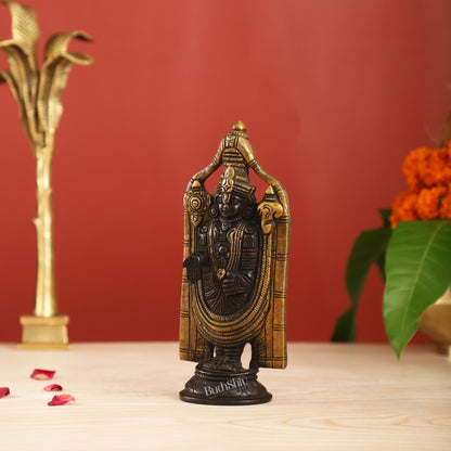 Brass tirupati Balaji statue 8" black