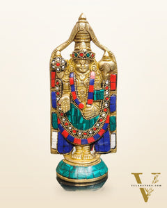 Brass tirupati Balaji statue 8" with stonework