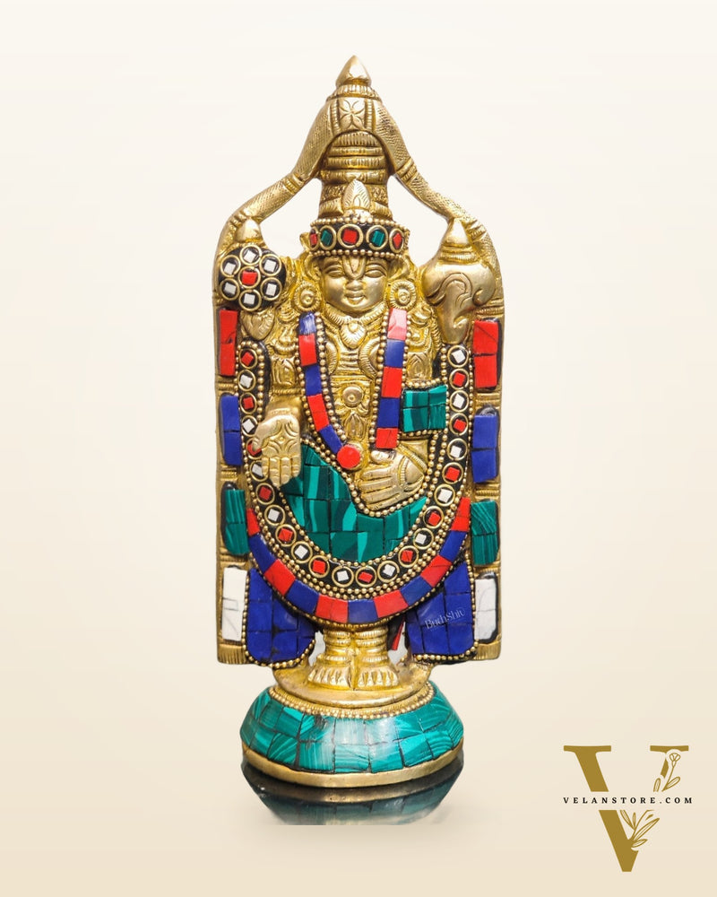Brass tirupati Balaji statue 8" with stonework