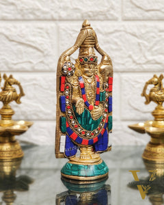 Brass tirupati Balaji statue 8" with stonework