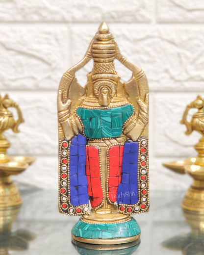 Brass tirupati Balaji statue 8" with stonework