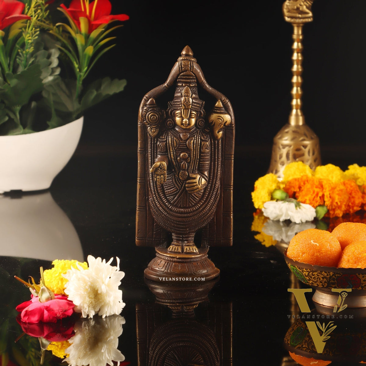 Brass tirupati Balaji statue 8"