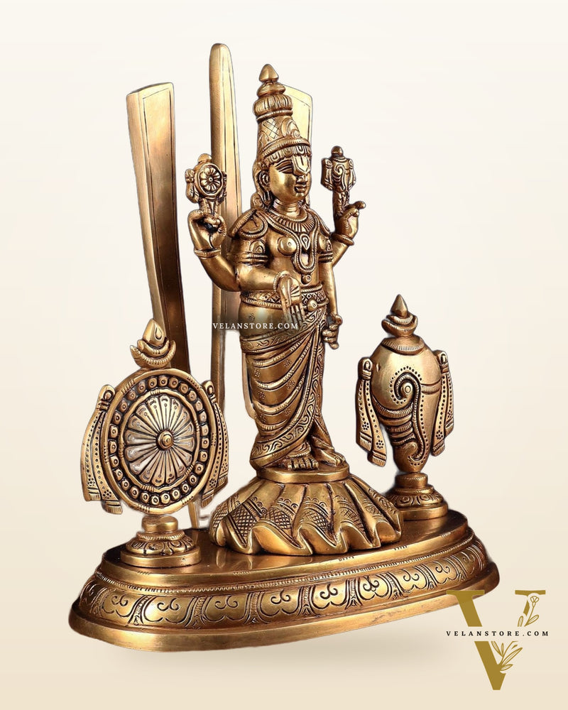 Brass Tirupati Balaji statue with Shankh Chakra | 14.5 Inch