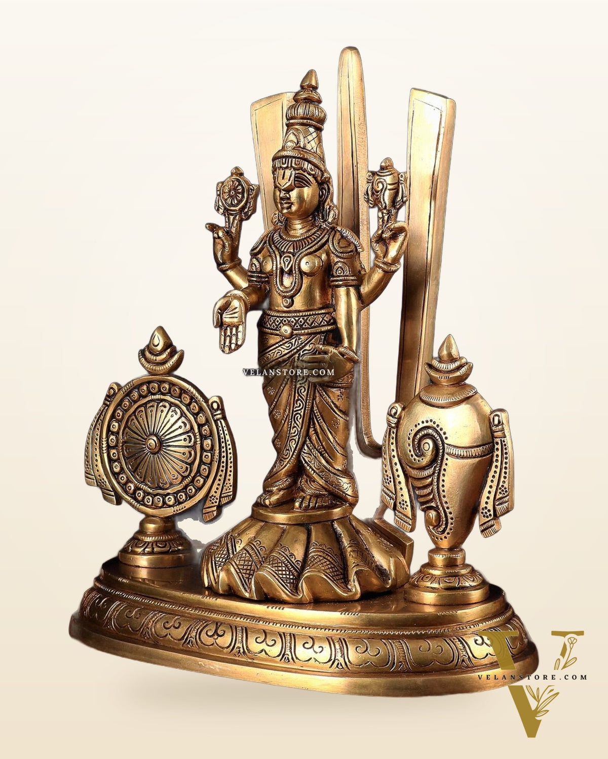 Brass Tirupati Balaji statue with Shankh Chakra | 14.5 Inch