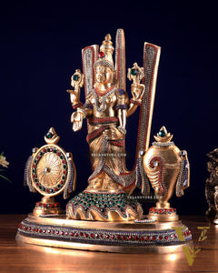 Brass Tirupati Balaji statue with Shankh Chakra | 14.5 Inch