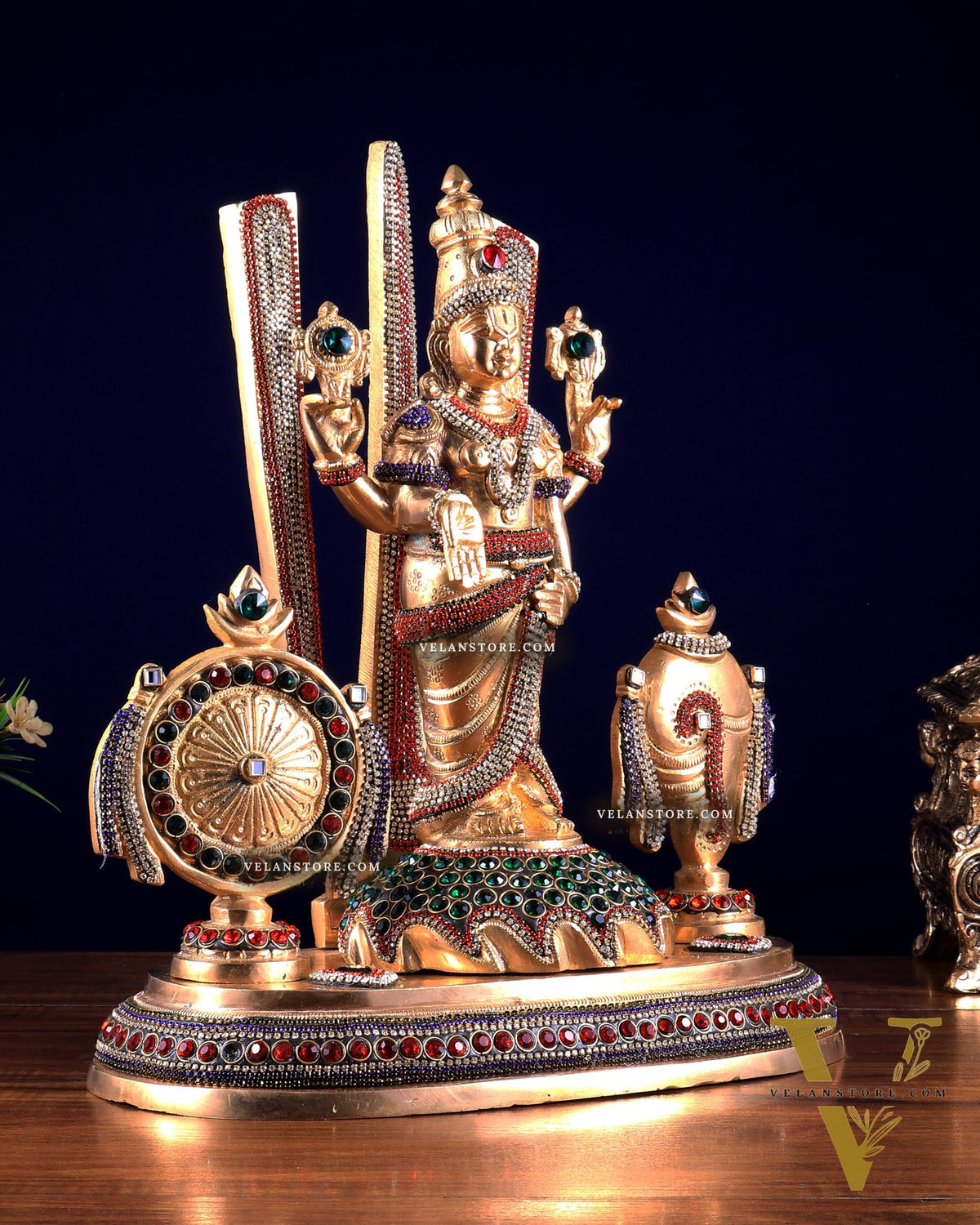 Brass Tirupati Balaji statue with Shankh Chakra | 14.5 Inch