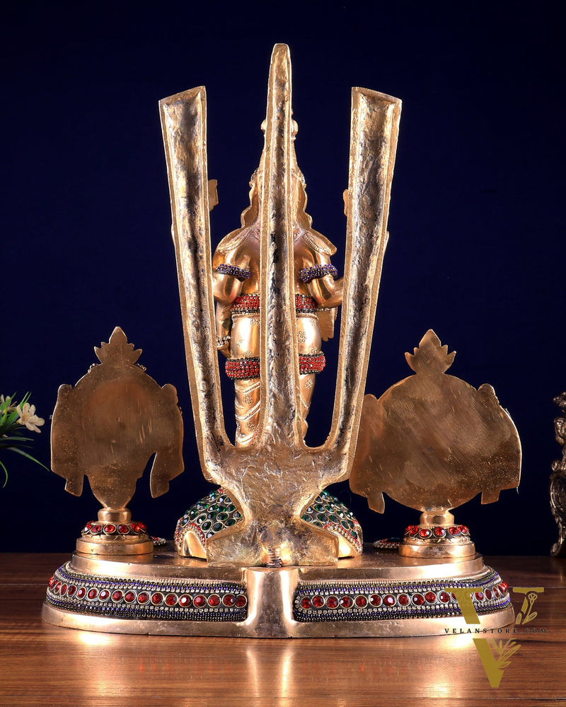 Brass Tirupati Balaji statue with Shankh Chakra | 14.5 Inch