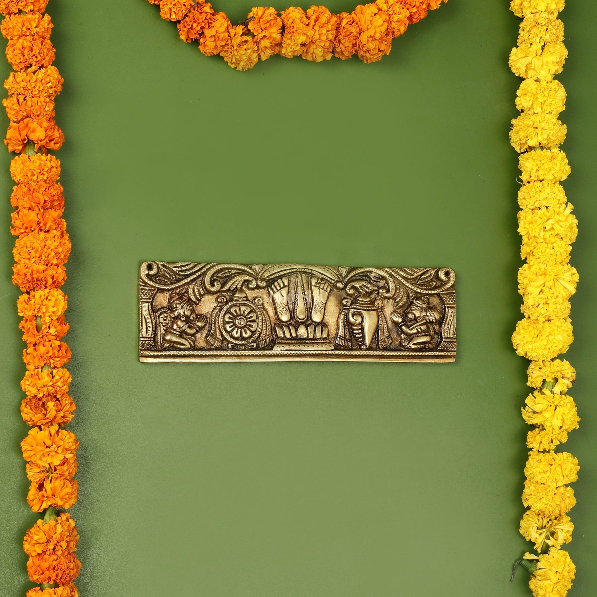 Brass Tirupati Balaji Wall Hanging with Hanuman and Garuda - 9.5 inch