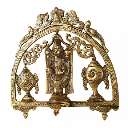 Brass Tirupati Balaji wall hanging with Shankh and Chakra 12 "