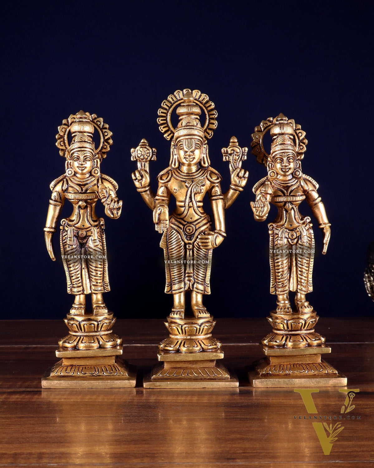 Brass Tirupati Balaji with Bhudevi and Sridevi | 8 inch idols