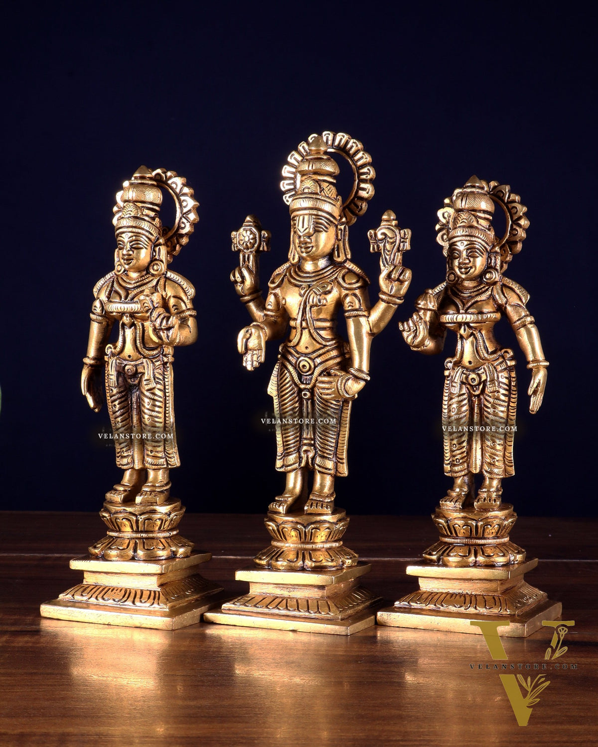 Brass Tirupati Balaji with Bhudevi and Sridevi | 8 inch idols
