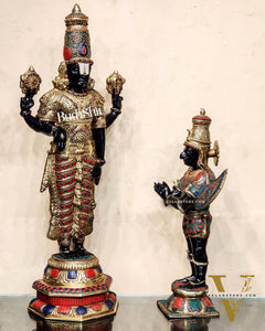 Brass Tirupati Balaji with Garuda Statue | Handcrafted | Black and Golden Finish