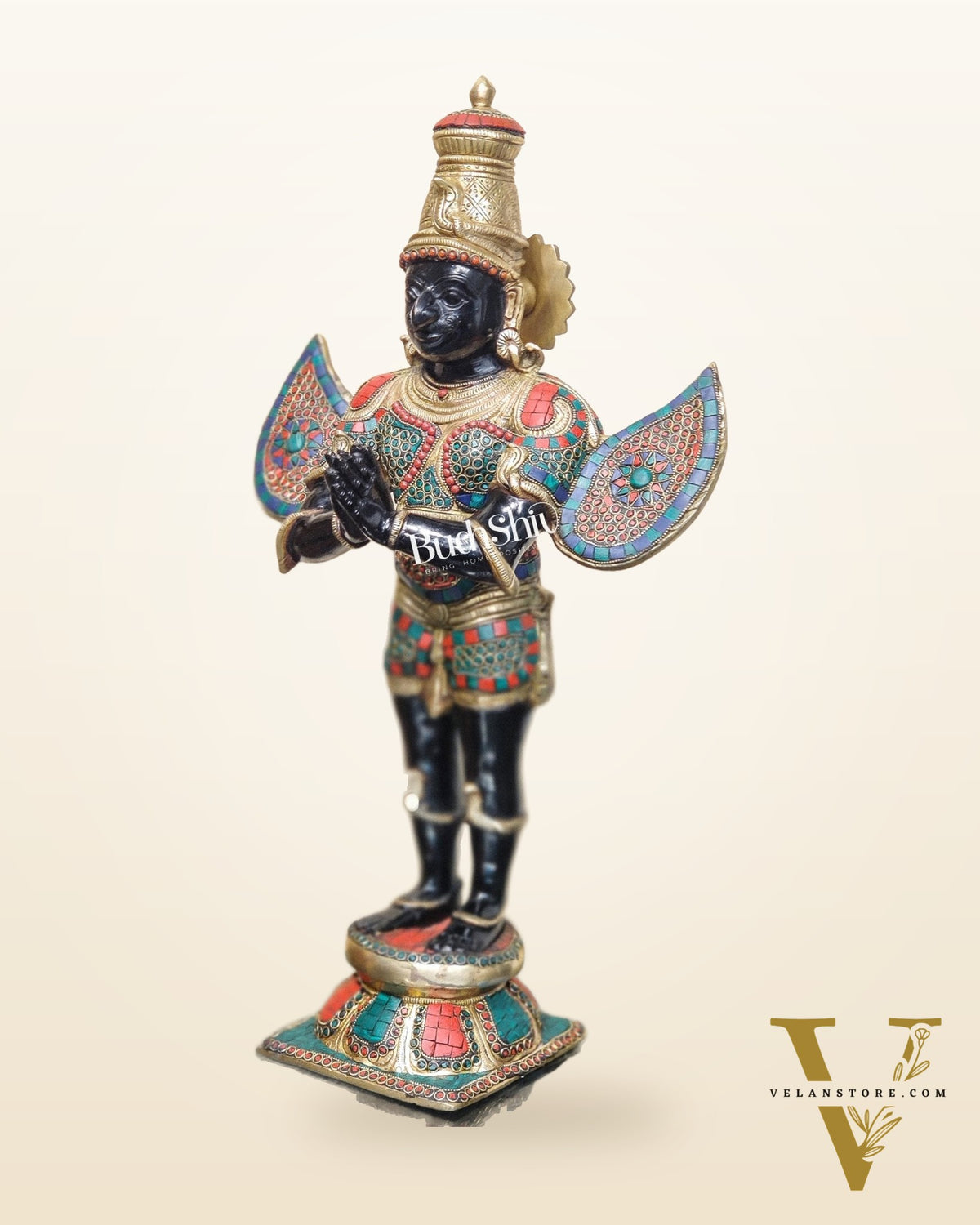 Brass Tirupati Balaji with Garuda Statue | Handcrafted | Black and Golden Finish