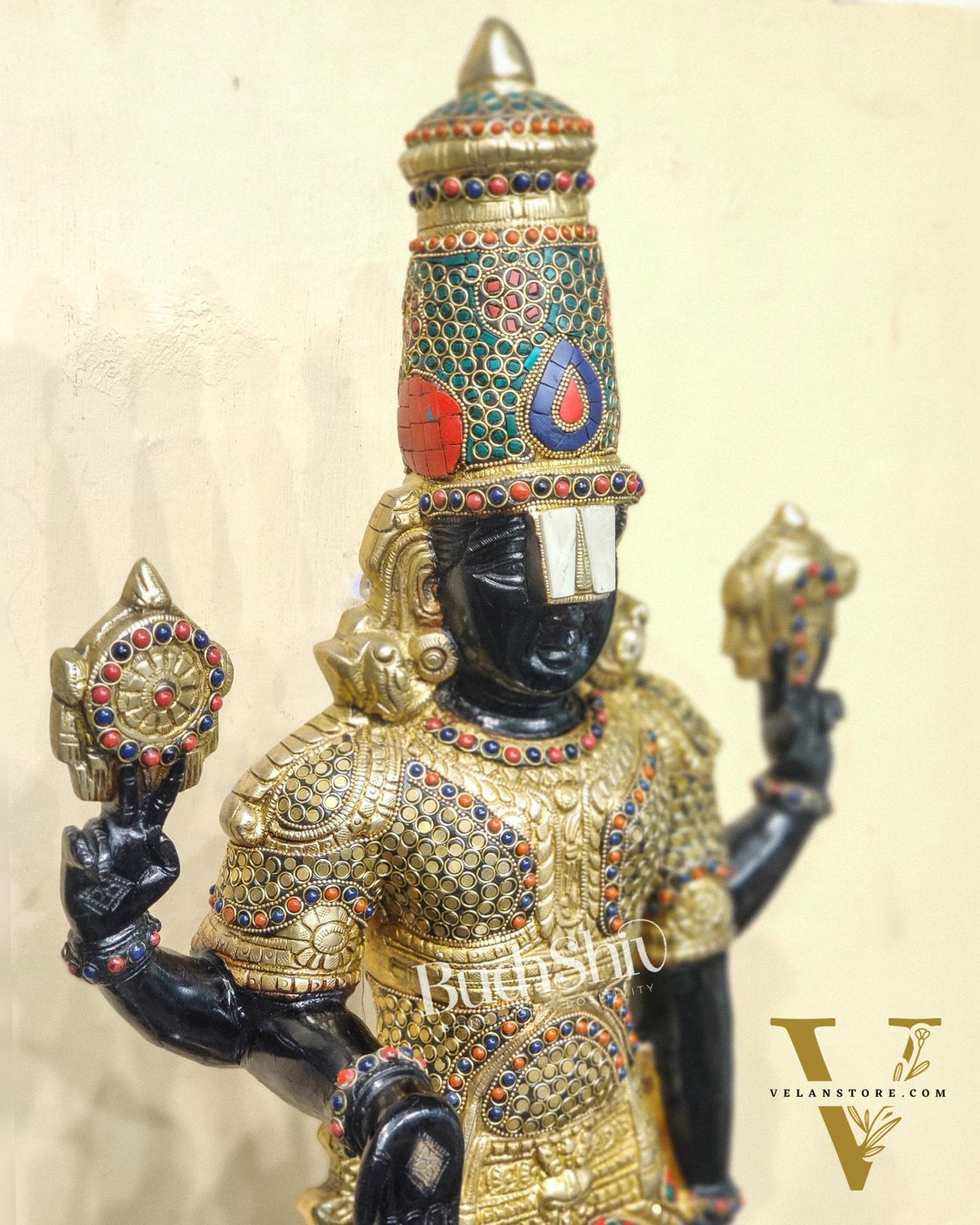 Brass Tirupati Balaji with Garuda Statue | Handcrafted | Black and Golden Finish