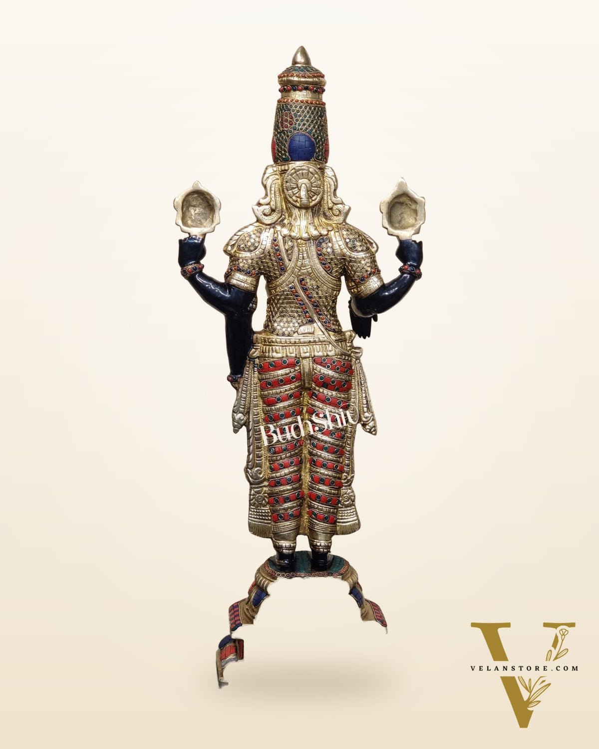 Brass Tirupati Balaji with Garuda Statue | Handcrafted | Black and Golden Finish