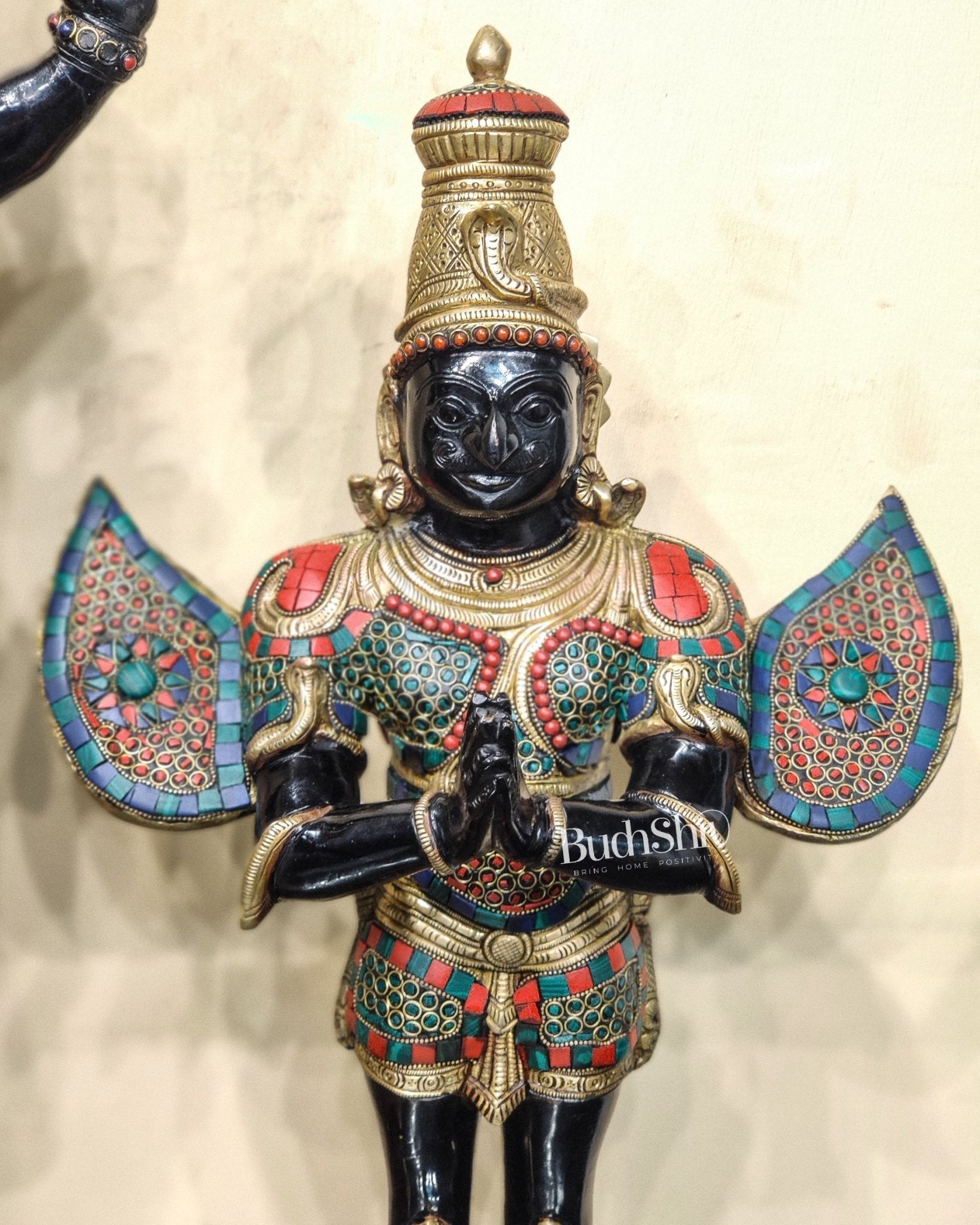 Brass Tirupati Balaji with Garuda Statue | Handcrafted | Black and Golden Finish