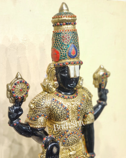 Brass Tirupati Balaji with Garuda Statue | Handcrafted | Black and Golden Finish