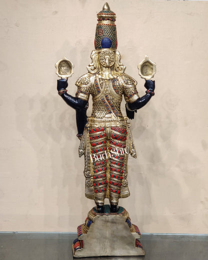 Brass Tirupati Balaji with Garuda Statue | Handcrafted | Black and Golden Finish