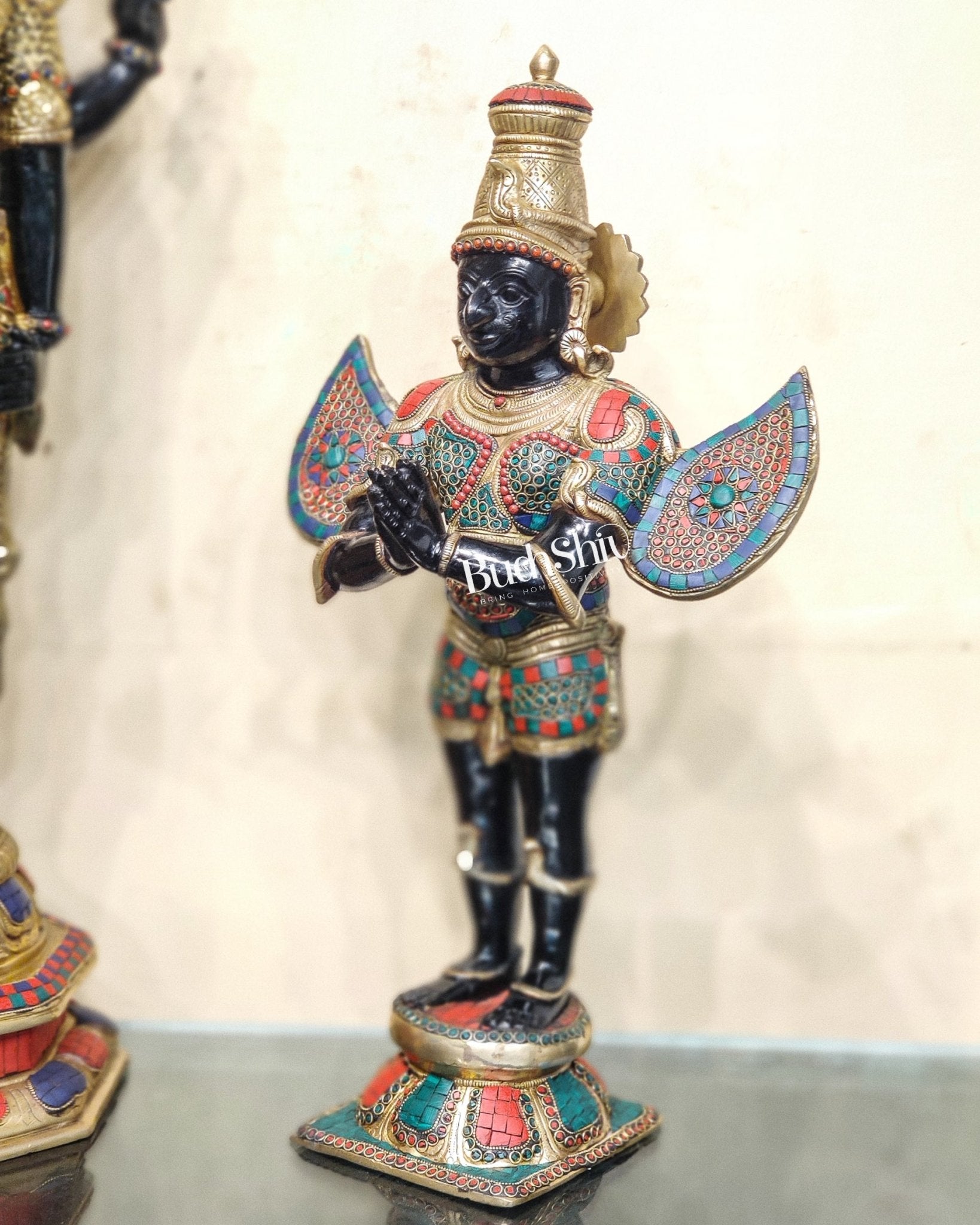 Brass Tirupati Balaji with Garuda Statue | Handcrafted | Black and Golden Finish