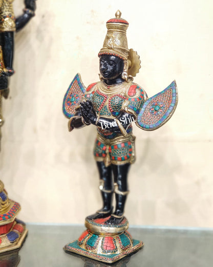 Brass Tirupati Balaji with Garuda Statue | Handcrafted | Black and Golden Finish