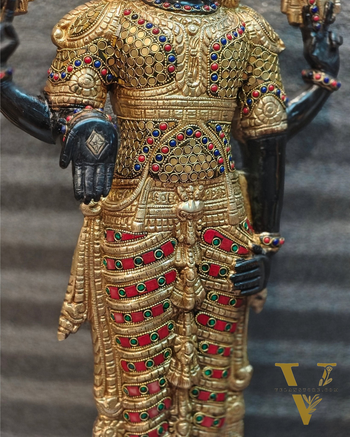 Brass Tirupati Balaji with Garuda Statue shiny Black and Golden Finish
