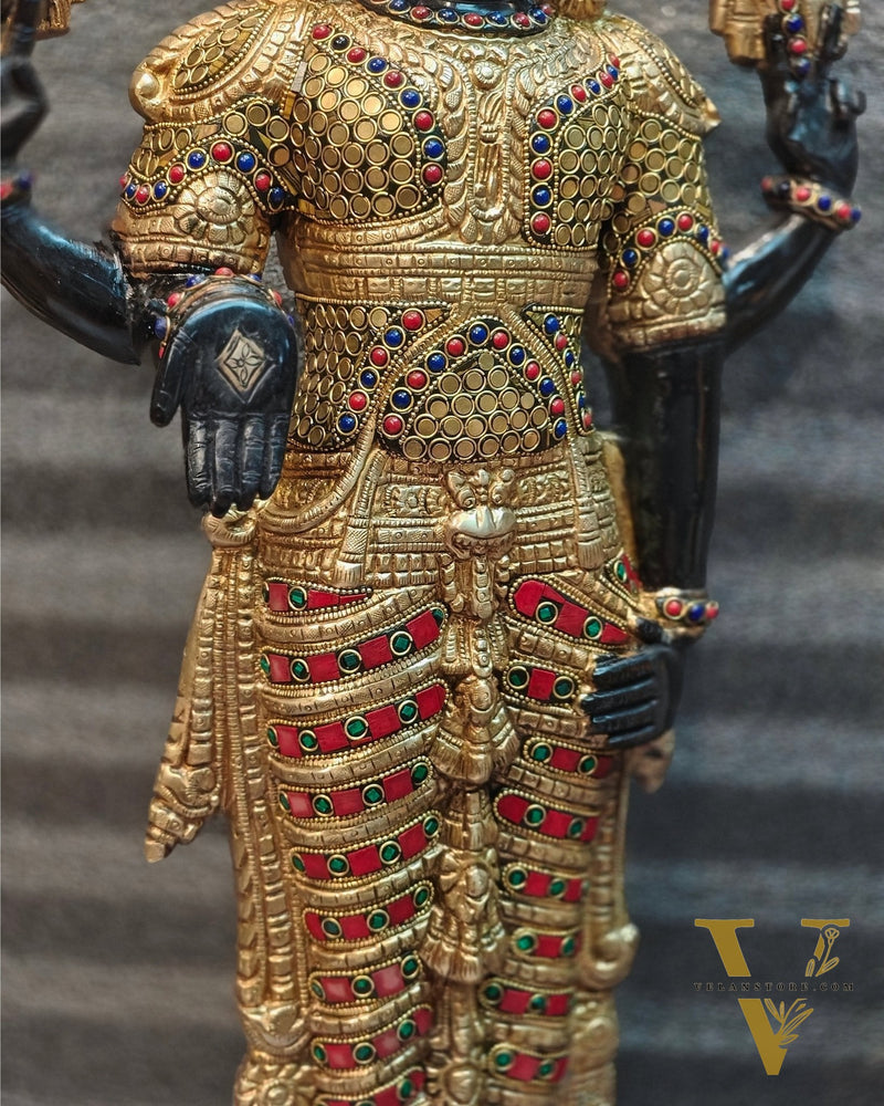 Brass Tirupati Balaji with Garuda Statue shiny Black and Golden Finish