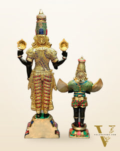 Brass Tirupati Balaji with Garuda Statue shiny Black and Golden Finish