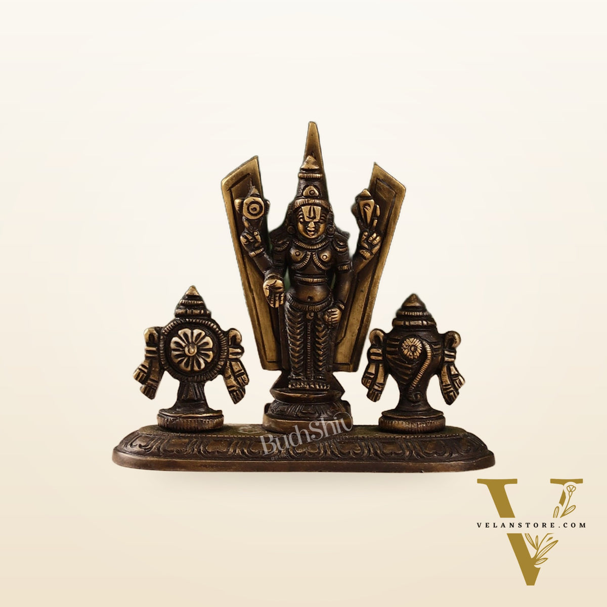 Brass tirupati balaji with Shankh Chakra namah 4"