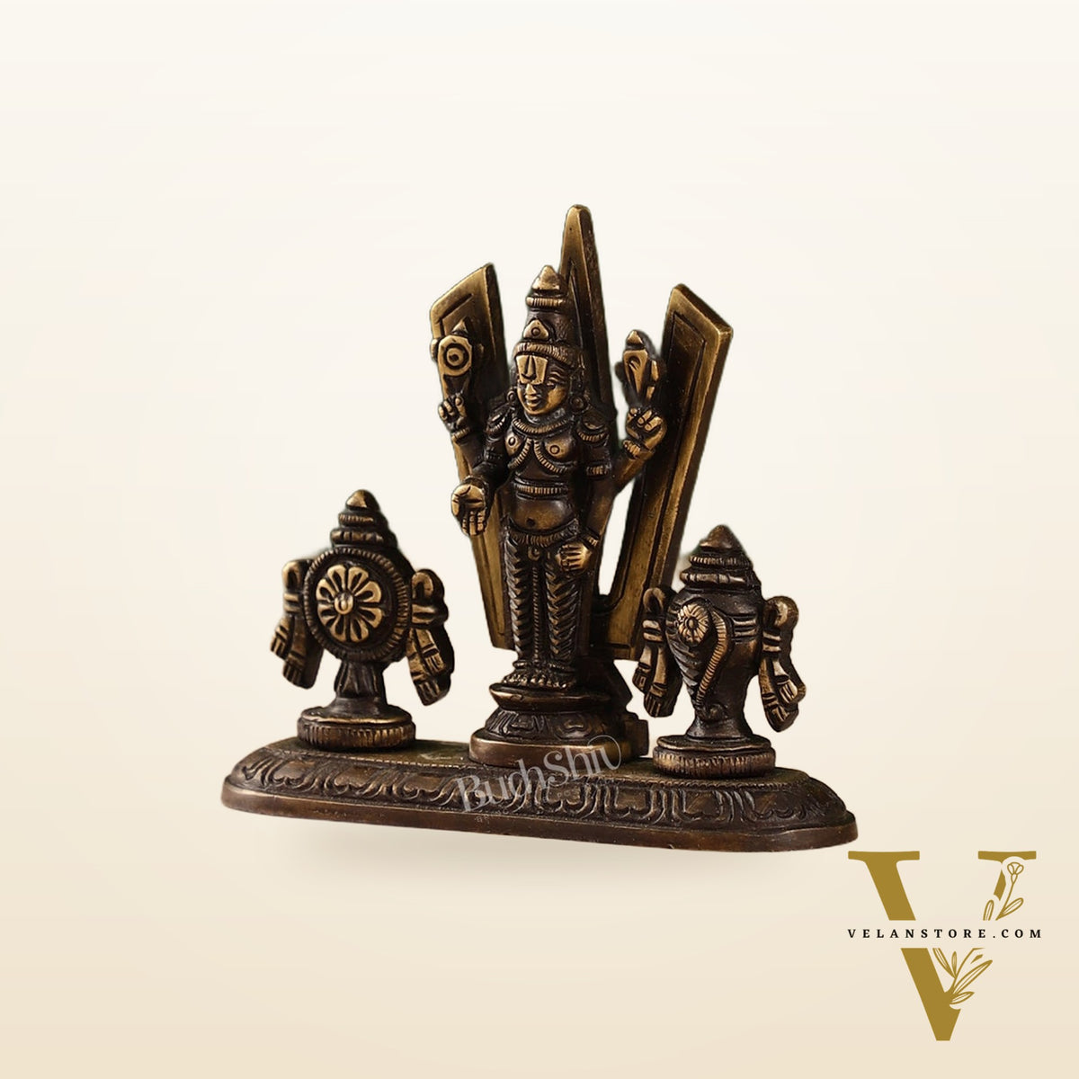 Brass tirupati balaji with Shankh Chakra namah 4"