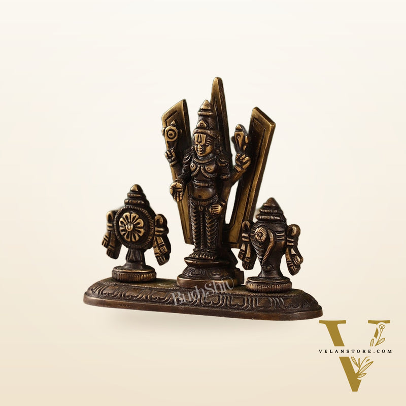 Brass tirupati balaji with Shankh Chakra namah 4"