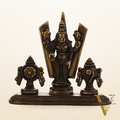 Brass tirupati balaji with Shankh Chakra namah 4"